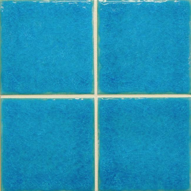 Pool Construction Waterline Tile: Crackle Turquoise